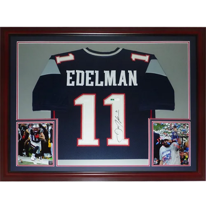 Julian Edelman autographed New England Patriots blue #11 framed jersey