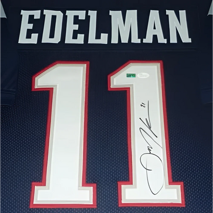 Julian Edelman autographed navy blue New England Patriots jersey #11 framed