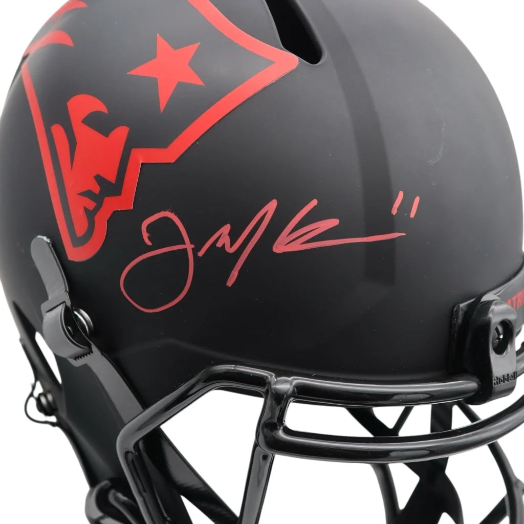Julian Edelman signed Patriots Eclipse Alternate helmet in black and red