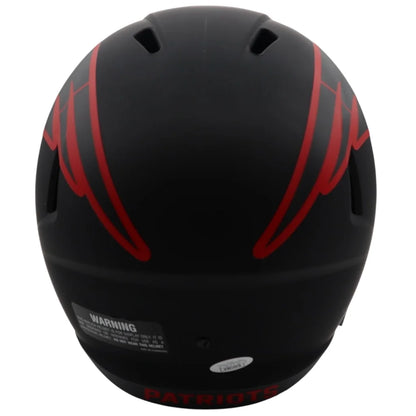 Julian Edelman signed Patriots Eclipse alternate matte black red flame helmet