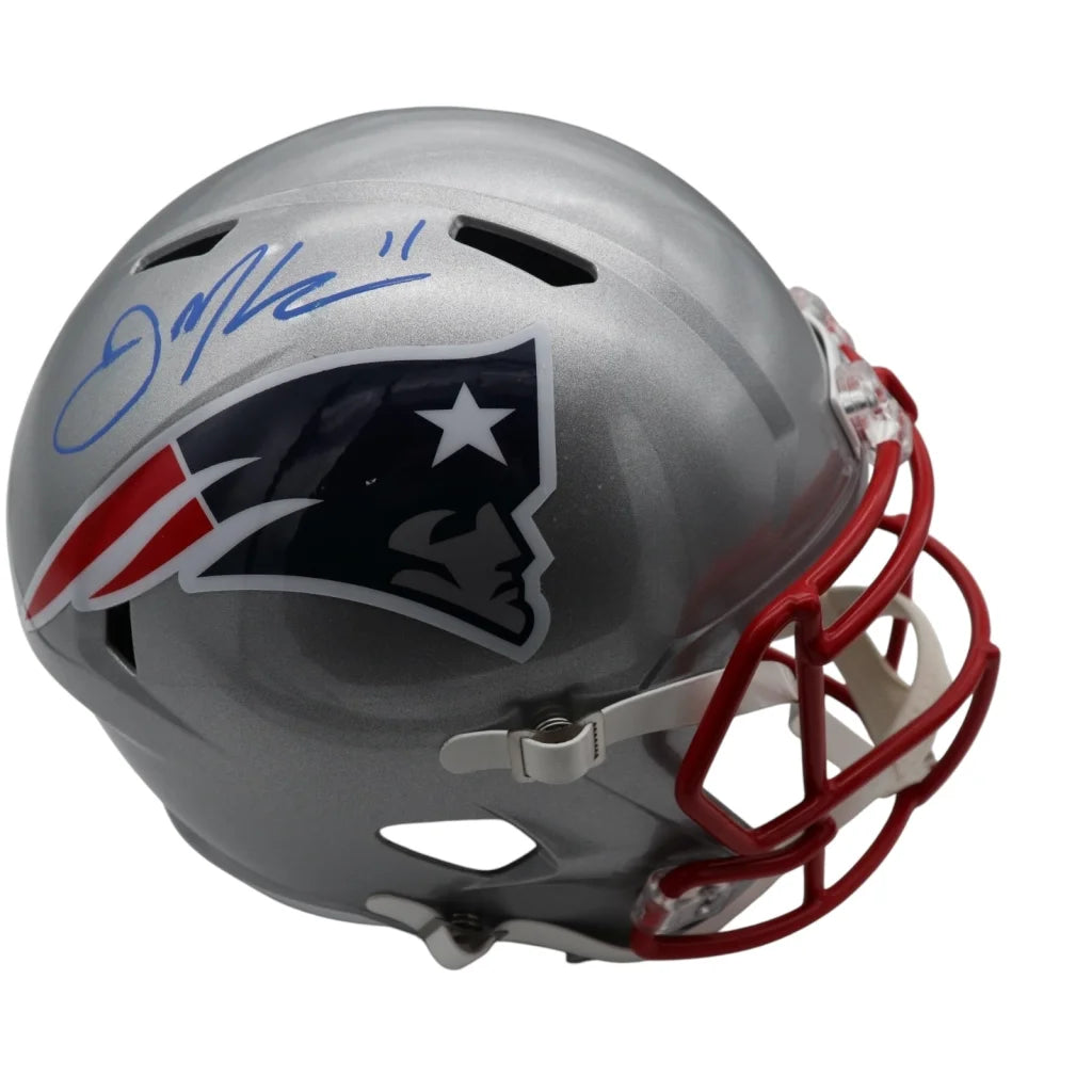 Julian Edelman autographed silver New England Patriots helmet