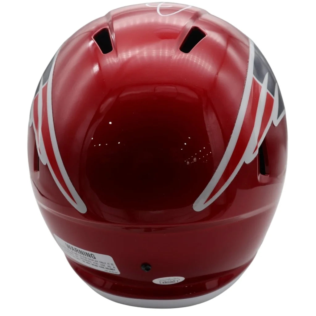 Julian Edelman autographed Patriots Flash helmet number 11, red and white with black accents