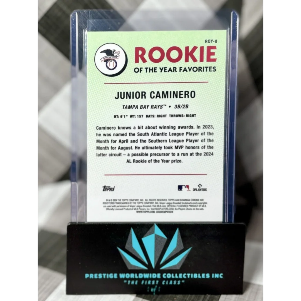 Junior Caminero holographic card from Prestige Worldwide Collectibles