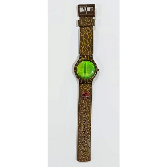 Jurassic Park Lost World dino eye watch with green face and brown strap