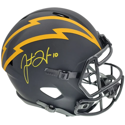 Justin Herbert autographed Los Angeles Chargers replica helmet with yellow lightning bolt