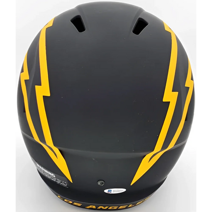 Justin Herbert autographed Los Angeles Chargers replica helmet with yellow lightning bolt