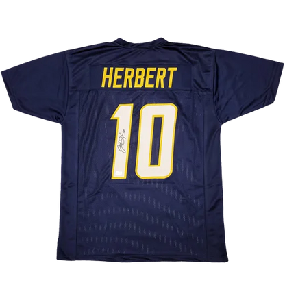 Justin Herbert autographed Los Angeles navy blue jersey with Herbert 10