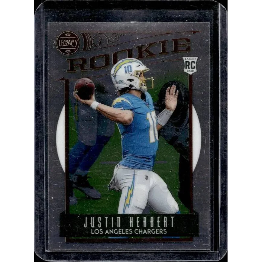 Justin Herbert rookie card Panini Legacy Chrome collectible displayed on product page