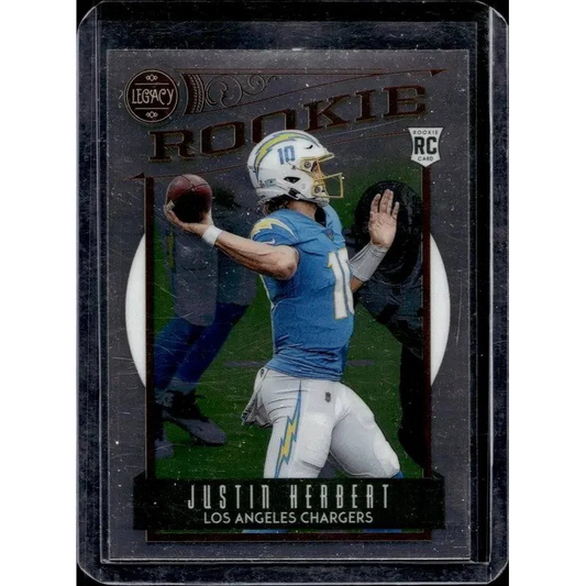 Justin Herbert rookie card Panini Legacy Chrome collectible displayed on product page