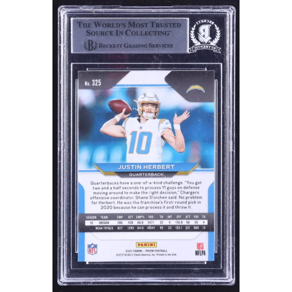 Justin Herbert Signed 2021 Prizm Football Card BGS Certified | Authentic Sports Collectible | vintageantiquesgifts.com