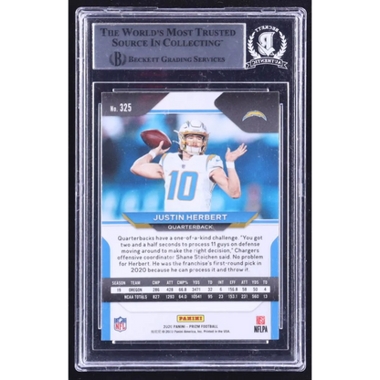 Justin Herbert Signed 2021 Prizm Football Card BGS Certified | Authentic Sports Collectible | vintageantiquesgifts.com
