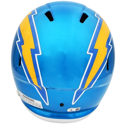 Justin Herbert signed Flash alternate replica helmet with blue lightning bolt and yellow accents