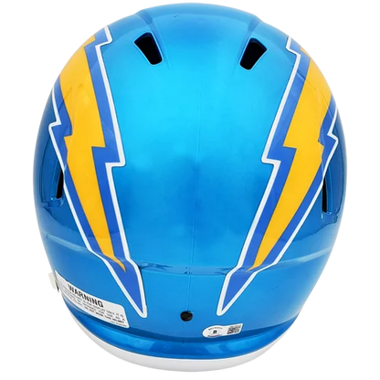 Justin Herbert signed Flash alternate replica helmet with blue lightning bolt and yellow accents