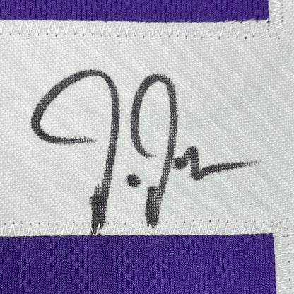 Black marker autograph on white fabric patch from Justin Jefferson Vikings Jersey