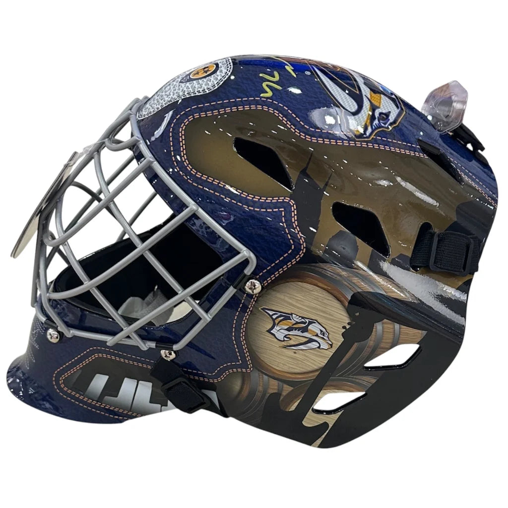 Juuse Saros autographed Nashville Predators goalie mask