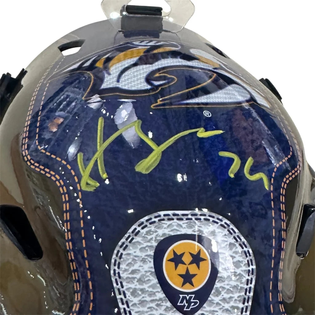 Juuse Saros autographed Nashville Predators goalie mask with JSA