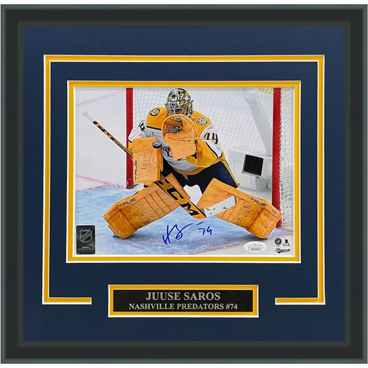 Juuse Saros autographed Nashville Predators deluxe framed 8x10 photo
