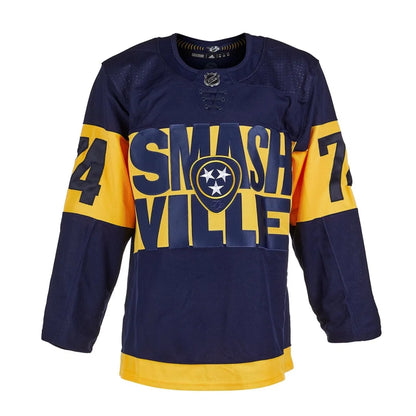 Juuse Saros autographed Nashville Predators Smashville Stadium Series jersey