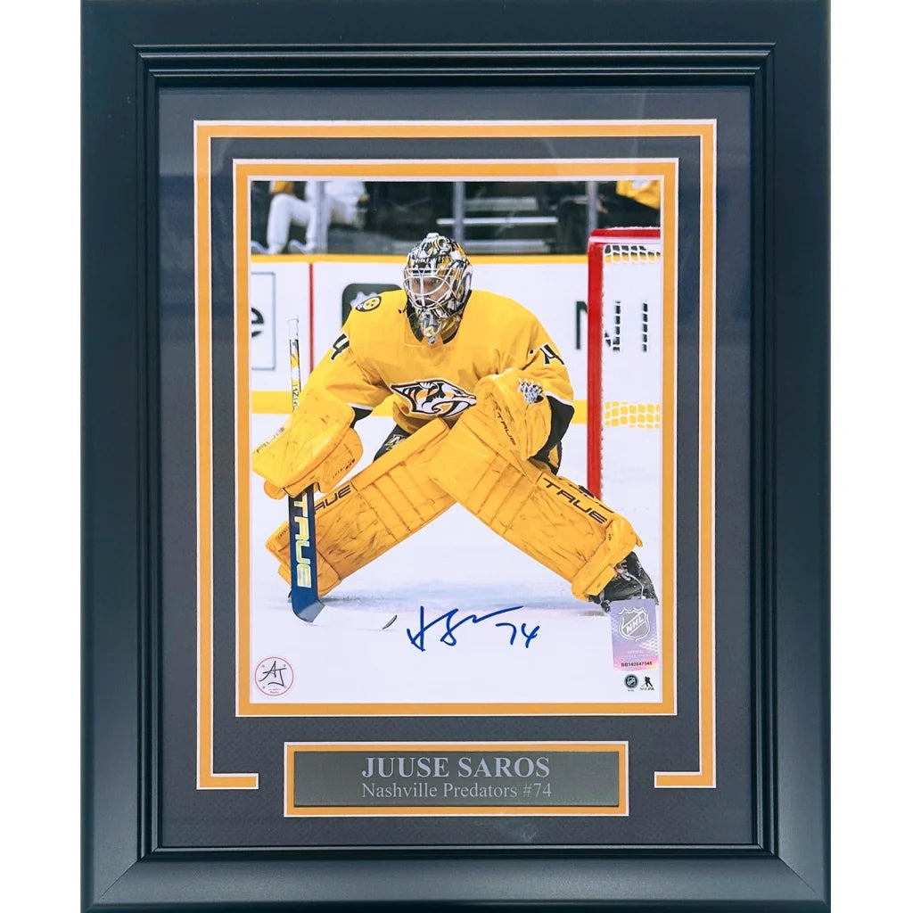 Juuse Saros autographed Nashville Predators deluxe framed 8x10 photo