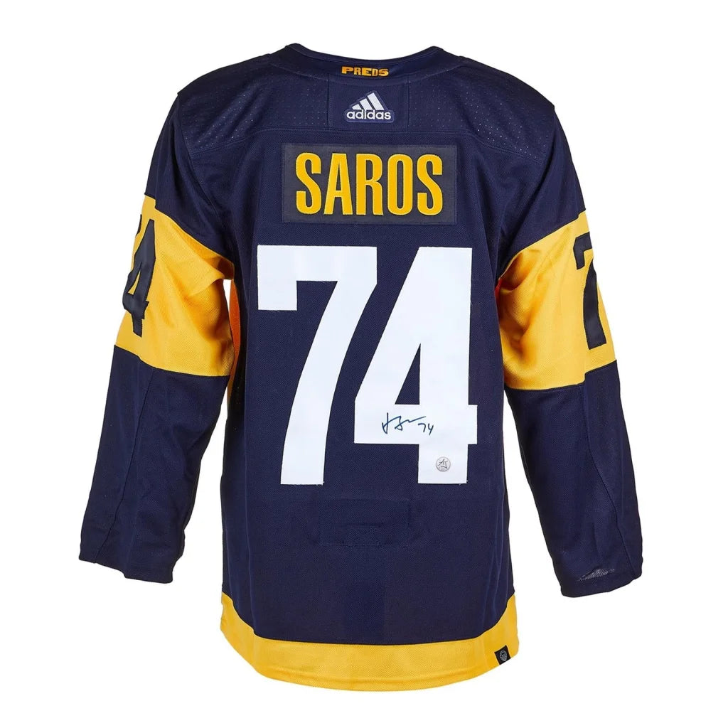 Juuse Saros autographed Smashville Stadium Series Nashville Predators jersey #74