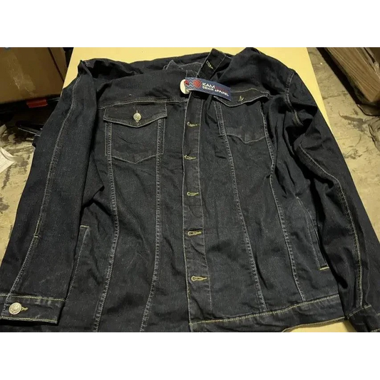Dark blue KAM Jeans Jacket with front pockets and buttons for ultimate denim style