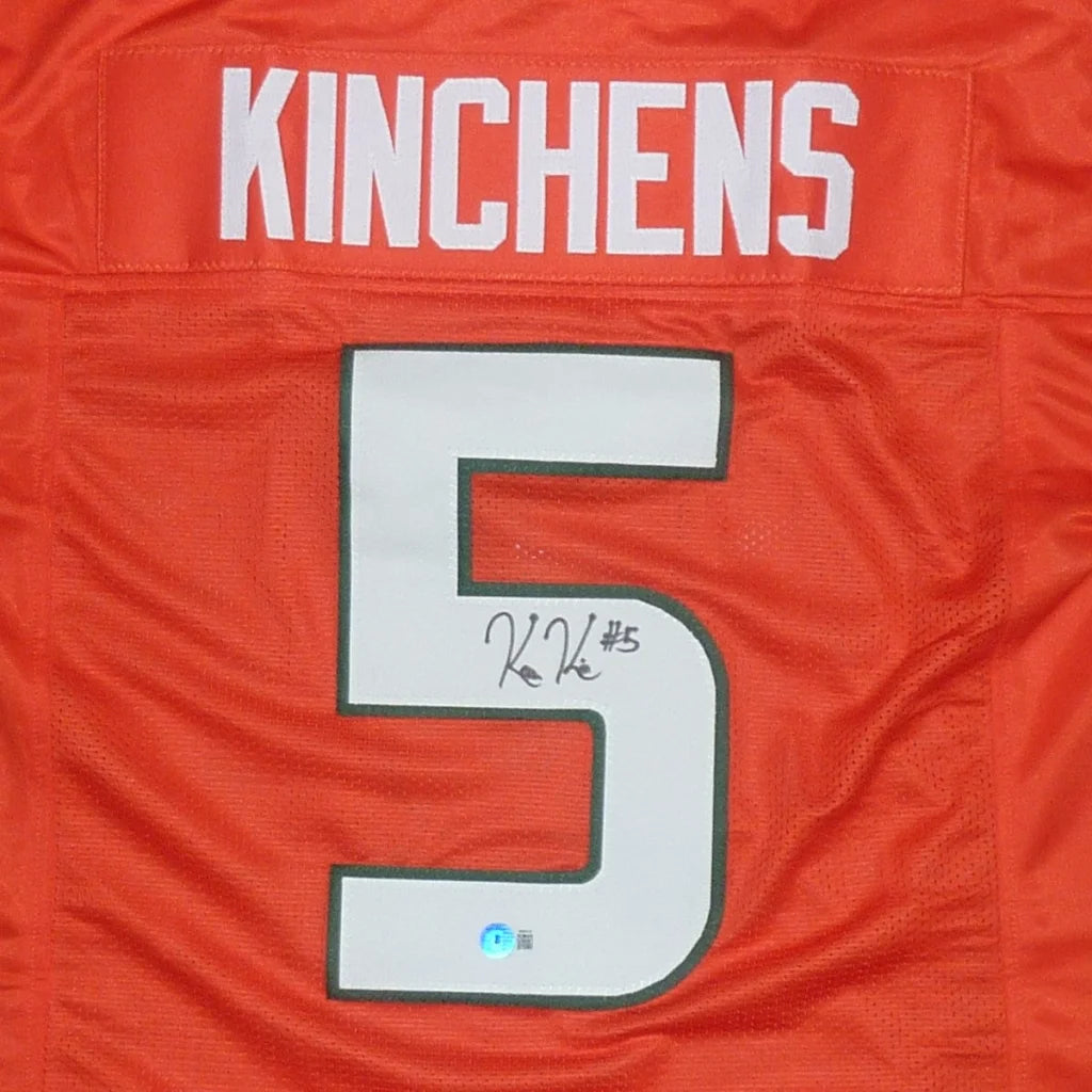 Kamren Kinchens autographed Miami orange #5 custom jersey