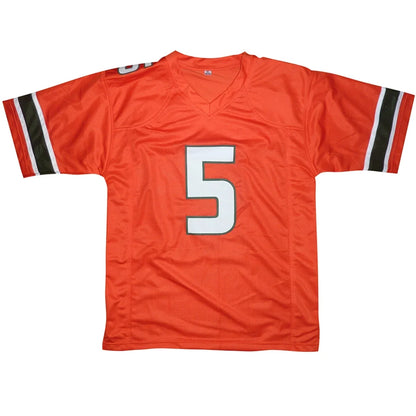 Kamren Kinchens autographed Miami orange jersey with white number 5
