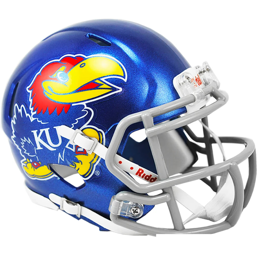 Kansas Jayhawks Speed Mini Football Helmet Royal Blue Edition | Creative Sports | vintageantiquesgifts.com