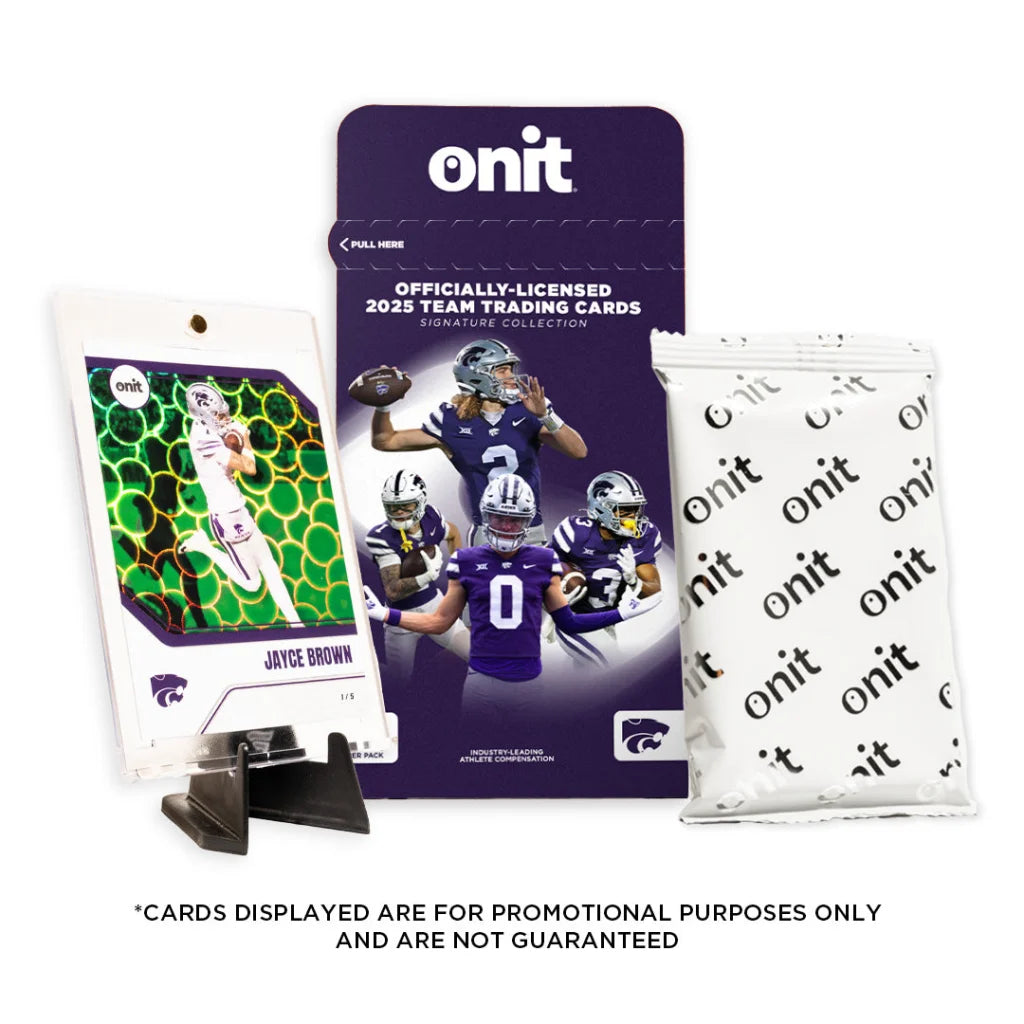 Kansas State trading cards single pack with Wildcats display