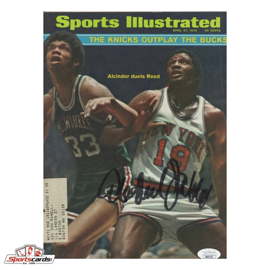 Kareem Abdul-Jabbar signed Sports Illustrated magazine cover with basketball action