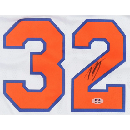 Orange and blue Karl Anthony Towns Knicks jersey with autograph and PSA authentication
