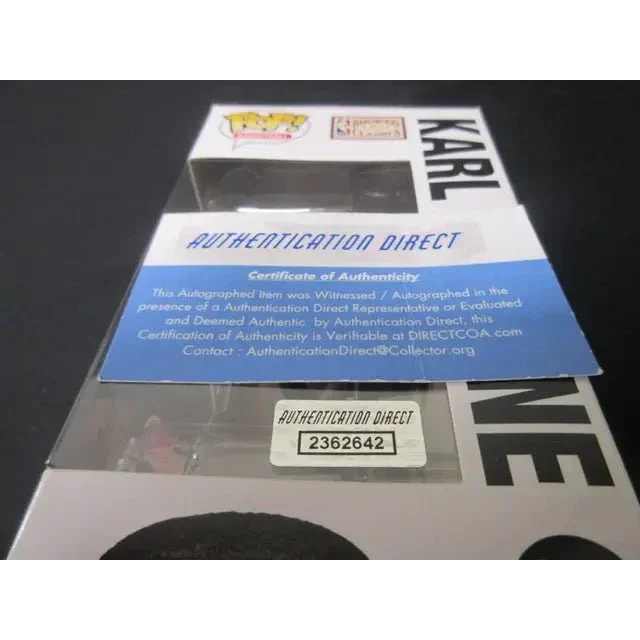 Funko Pop box with AUTHENTICATION DIRECT certificate for Karl Malone Signed USA Basketball