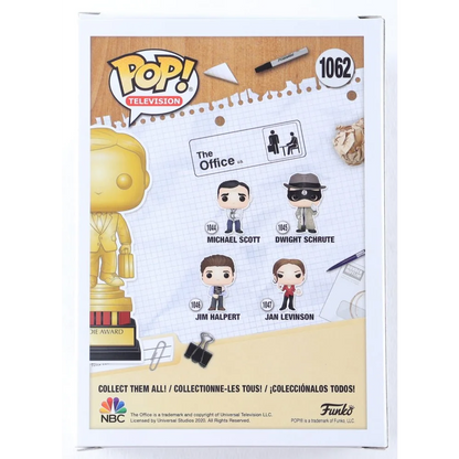 Back of a Funko Pop Television The Office box featuring character images, vinyl figure of Kate Flannery