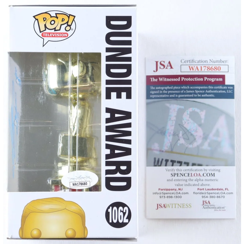 Kate Flannery signed Dundie Award vinyl figure with JSA authentication and Funko Pop! style