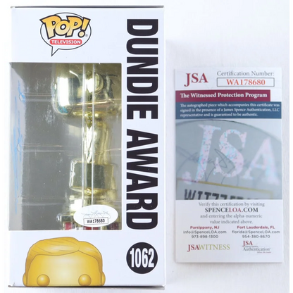 Kate Flannery signed Dundie Award vinyl figure with JSA authentication and Funko Pop! style
