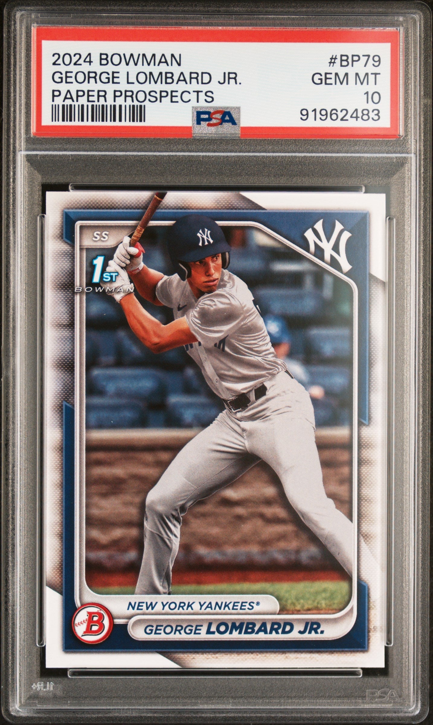 Graded 2024 Topps Bowman George Lombard Jr Paper Prospects Rookie RC Baseball Card PSA 10 Gem Mint