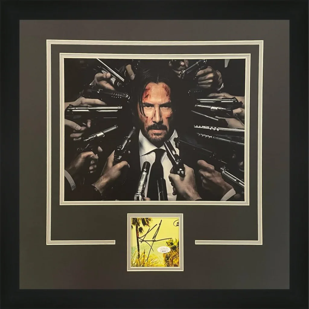 Keanu Reeves signed John Wick deluxe framed movie poster with guns