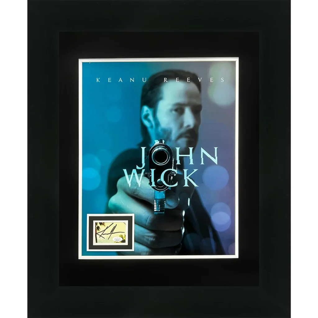 Keanu reeves autographed john wick movie poster in black frame