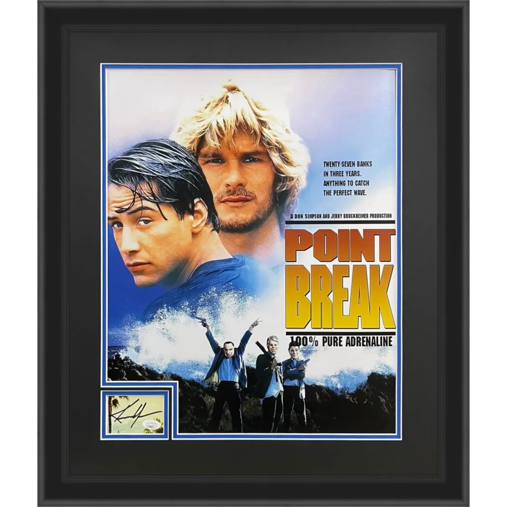 Signed Keanu Reeves Point Break deluxe framed 16x20 movie poster