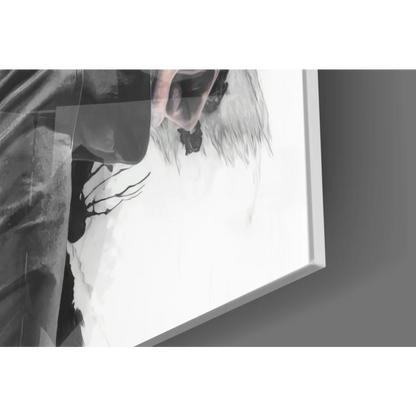 John Wick anime-style wall art on minimalist glass wall