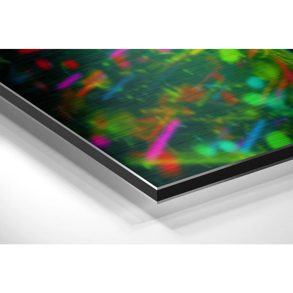 Glass Wall Art Keanu Reeves neon art print on vibrant brushed aluminium dibond