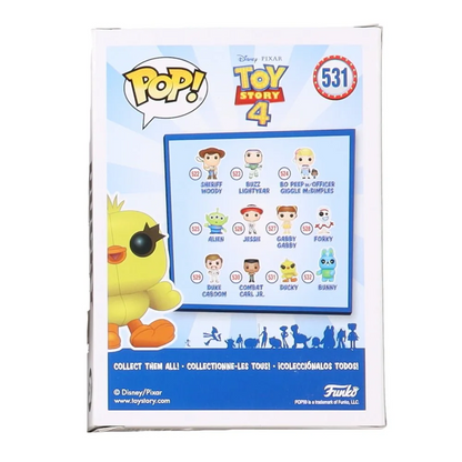 Back of a Funko Pop box for Toy Story 4 Ducky figure in Keegan Michael Key signed toy collection