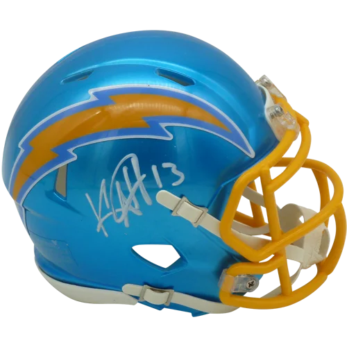 Keenan Allen autographed Los Angeles Chargers flash mini helmet with blue yellow lightning bolt design