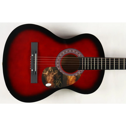 Kelly Clarkson signed acoustic guitar with red and black finish and custom pickguard