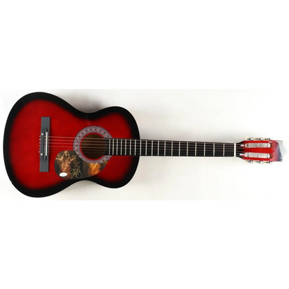 Kelly Clarkson signed acoustic guitar with red and black finish and decorative pickguard