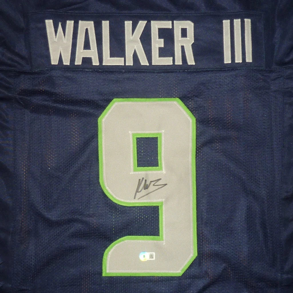 Kenneth Walker III autographed Seattle navy blue jersey with #9