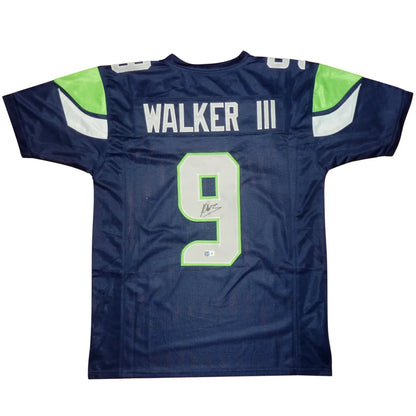 Kenneth Walker III autographed Seattle Seahawks blue jersey with number 9