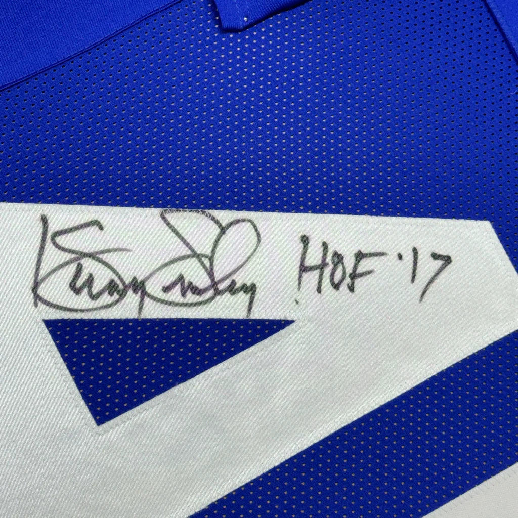 Blue and white Seattle Seahawks jersey signed by Kenny Easley for your man cave