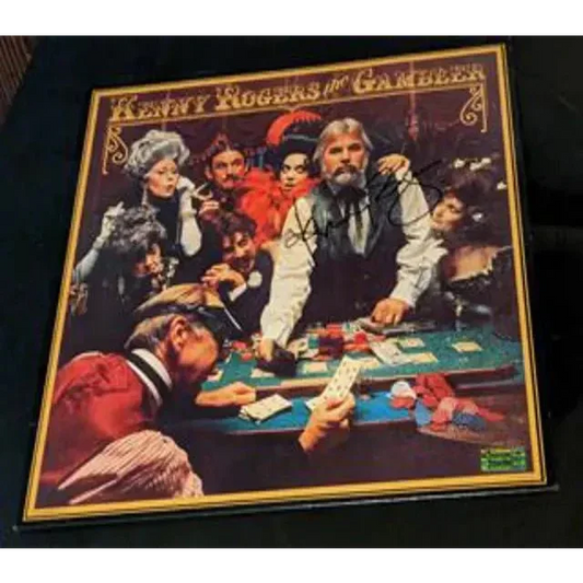 Kenny Rogers autographed Gambler album cover with certificate display image