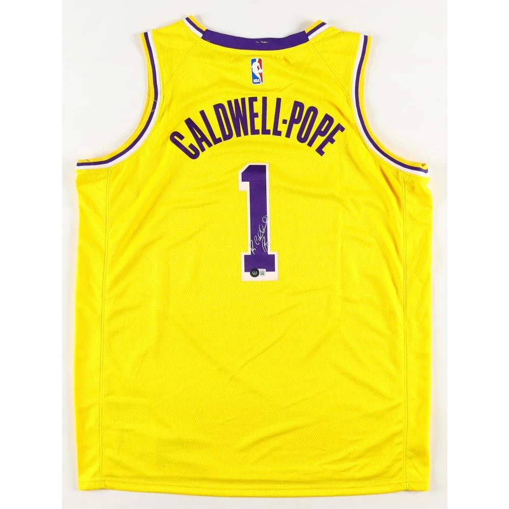 Yellow CALDWELL-POPE Lakers jersey with number 1, signed Los Angeles Lakers collectible